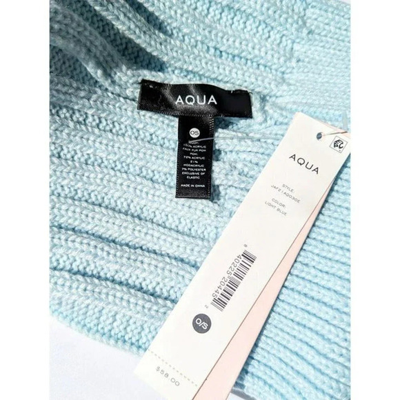 Aqua Women's Patch Pom-Pom Knit Hat Light Blue O/S (MSRP $58) - Picture 4 of 4